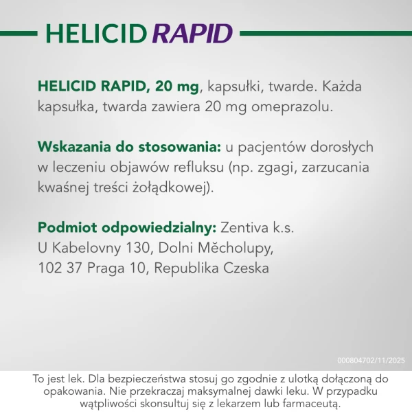 Helicid MAX (Piastprazol), 20 mg, 14 kapsułek dojelitowych twardych