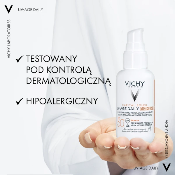 Vichy Capital Soleil UV-Age Daily, koloryzujący fluid przeciw fotostarzeniu skóry, SPF 50+, 40 ml
