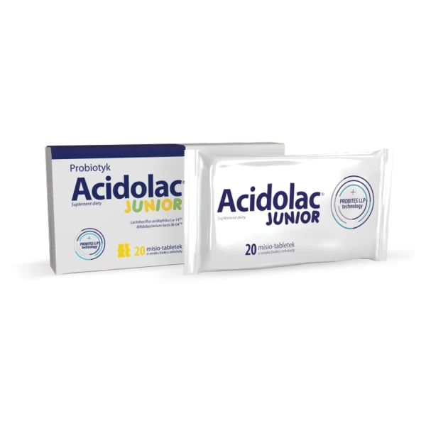 acidolac-junior-dla-dzieci-od-3 lat-smak-biala-czekolada-20-misio-tabletek