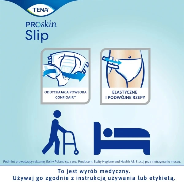Tena Slip ProSkin, pieluchomajtki, rozmiar S, 56-85 cm, Super, 30 sztuk