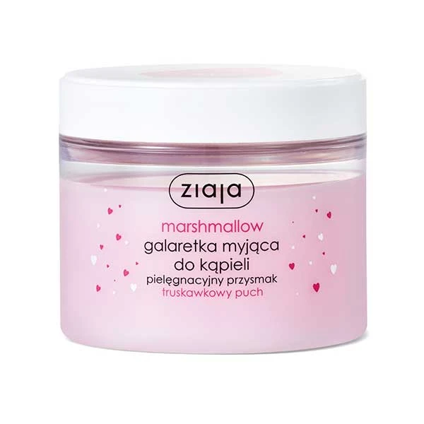 Zestaw Ziaja Marshmallow, peeling cukrowy, 300 ml + pianka myjąca do rąk i ciała, 250 ml + nawilżający krem do rąk, 50 ml + galaretka myjąca do kąpieli, 260 ml