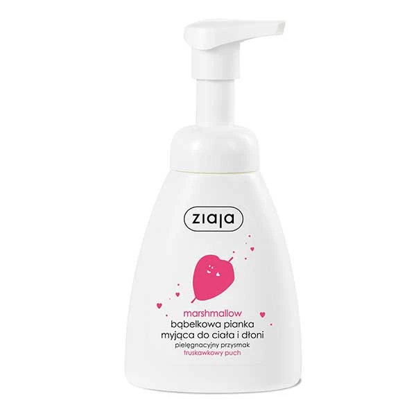 Zestaw Ziaja Marshmallow, peeling cukrowy, 300 ml + pianka myjąca do rąk i ciała, 250 ml + nawilżający krem do rąk, 50 ml + galaretka myjąca do kąpieli, 260 ml