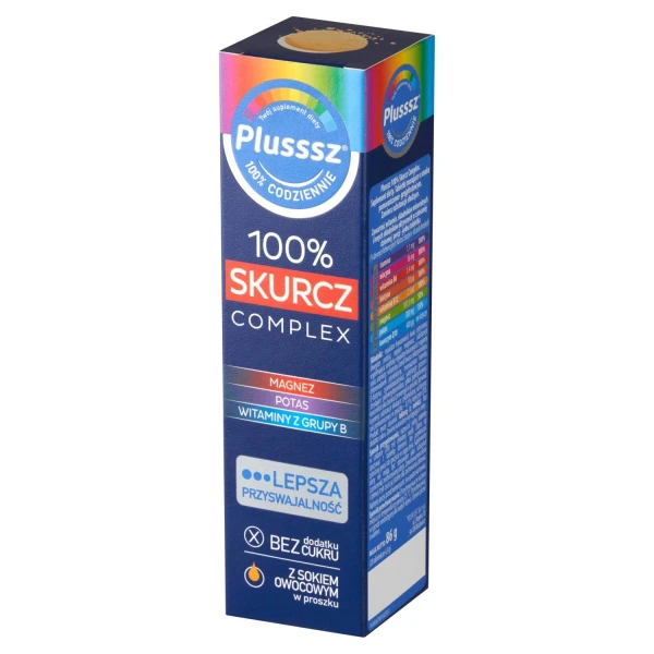 Plusssz 100% Skurcz Complex, smak pomarańczowo-grejpfrutowy, 20 tabletek musujących