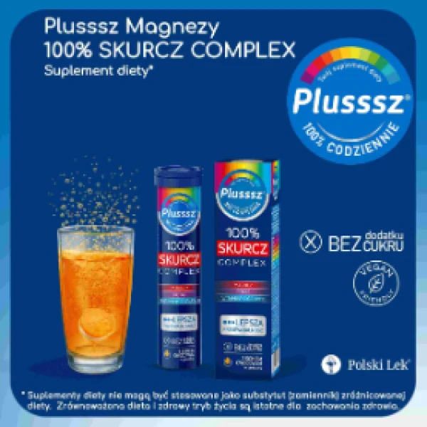 Plusssz 100% Skurcz Complex, smak pomarańczowo-grejpfrutowy, 20 tabletek musujących
