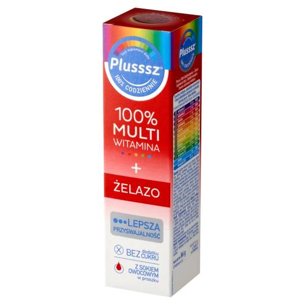 plusssz-100%-multiwitamina-zelazo-smak-wisnia-pomarancza-20-tabletek-musujacych