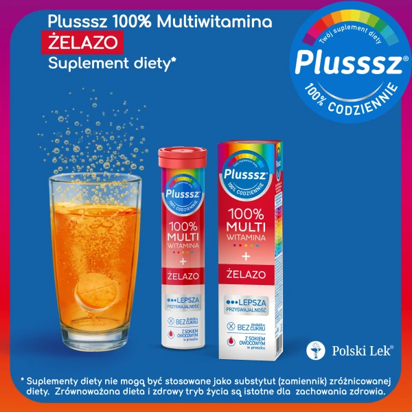 plusssz-100%-multiwitamina-zelazo-smak-wisnia-pomarancza-20-tabletek-musujacych