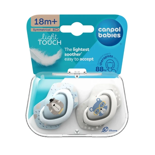 Canpol Babies, smoczek uspokajający, od 18 miesiąca, silikonowy, symetryczny, Bonjour Paris, niebieski, 2 sztuki