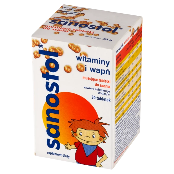 Sanostol, dla dzieci od 4 lat, 30 tabletek musujących do ssania