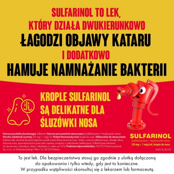 Sulfarinol (50 mg + 1 mg)/ ml, krople do nosa, 20 ml