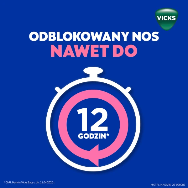Nasivin Vicks Baby 0,1 mg/ml, krople do nosa dla niemowląt od 3 miesiąca, 5 ml
