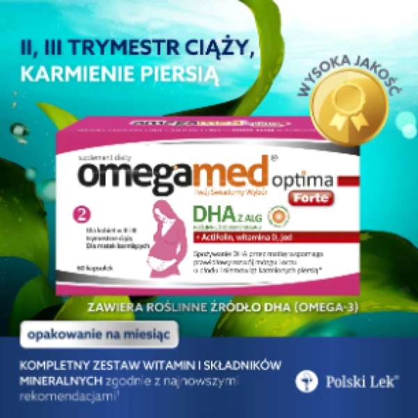 Omegamed Optima Forte DHA z alg dla kobiet w II i III trymestrze ciąży oraz matek karmiących, 60 kapsułek