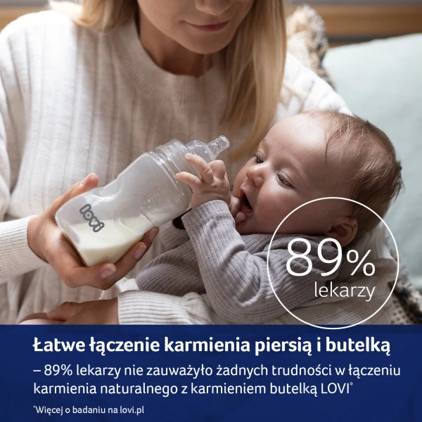 Lovi Medical Butelka antykolkowa, Bezpieczna dla karmienia piersią, 3m+, 250 ml
