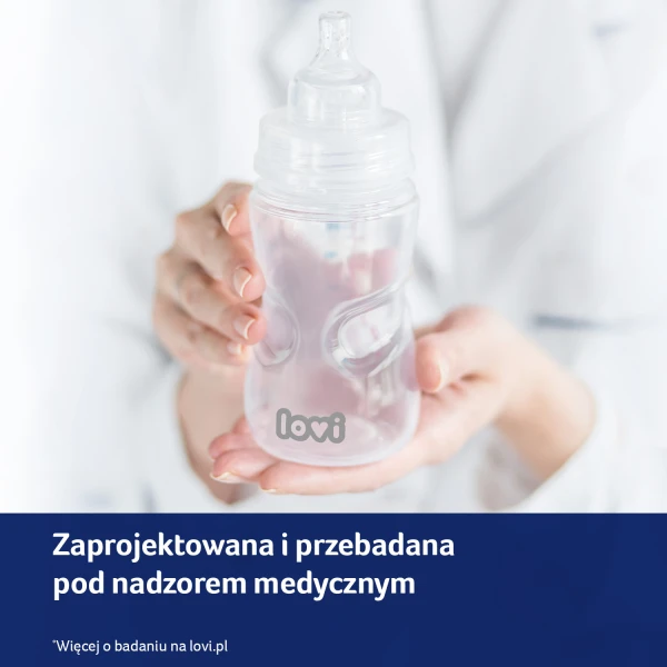 Lovi Medical Butelka antykolkowa, Bezpieczna dla karmienia piersią, 3m+, 250 ml