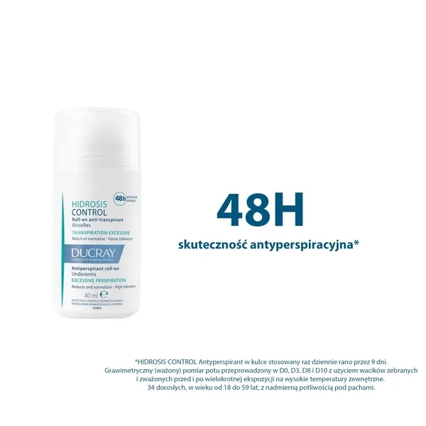 Ducray Hidrosis Control, antyperspirant w kulce 48h, 40 ml