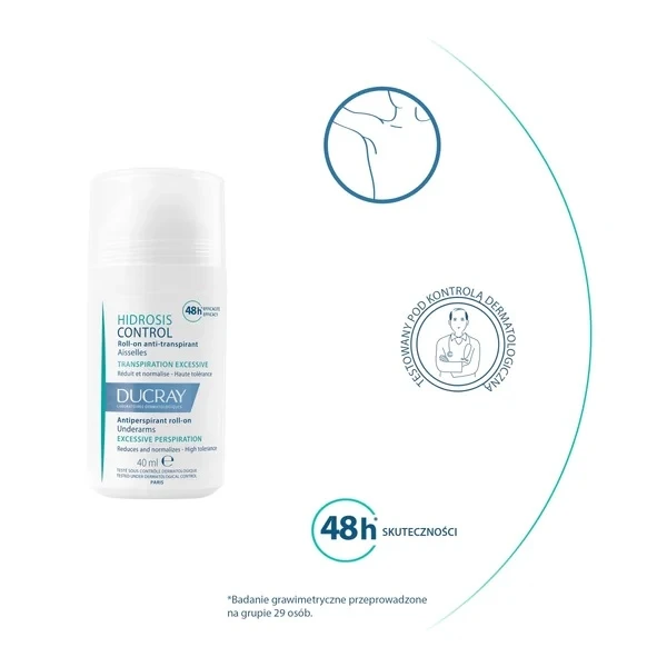 Ducray Hidrosis Control, antyperspirant w kulce 48h, 40 ml