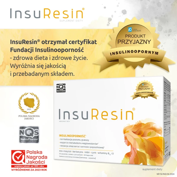 InsuResin, smak cytrusowy, 30 saszetek + 60 kapsułek
