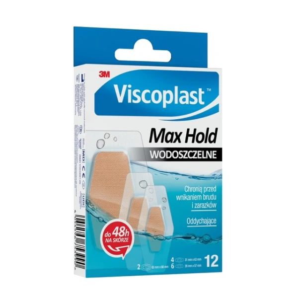 Viscoplast Max Hold, plastry wodoszczelne, oddychające, 12 sztuk