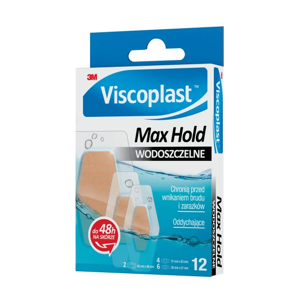 Viscoplast Max Hold, plastry wodoszczelne, oddychające, 12 sztuk