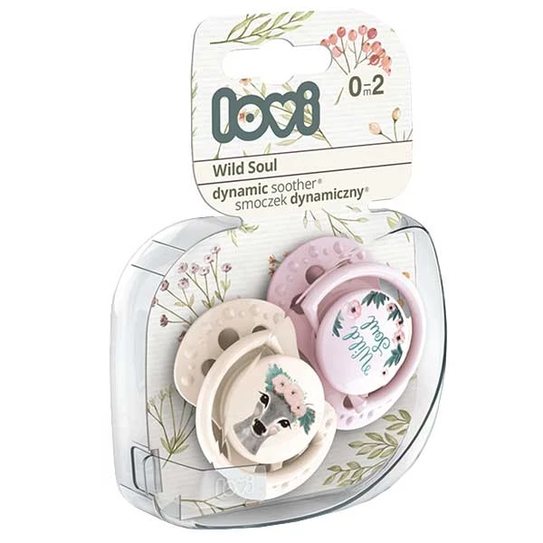 Lovi, smoczek uspokajający, silikonowy, dynamiczny, Wild Soul Girl, 0-2 miesiące, 2 sztuki