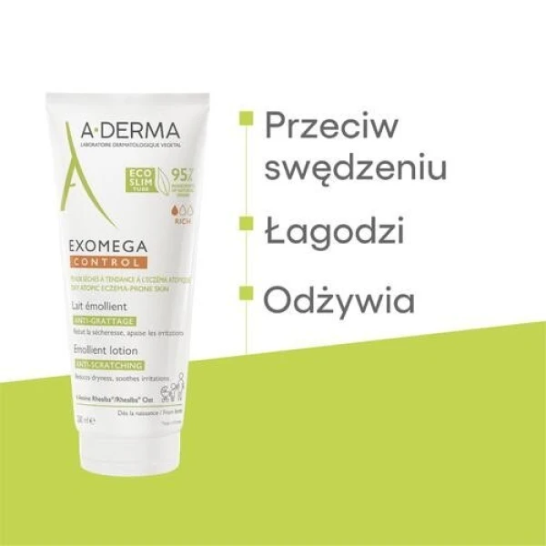 A-Derma Exomega Control mleczko emolient, do swędzącej skóry, 200 ml