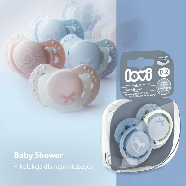 Lovi Baby Shower, smoczek uspokajający, silikonowy, dynamiczny, boy, 22/900, od 0-2 miesięcy, 2 sztuki