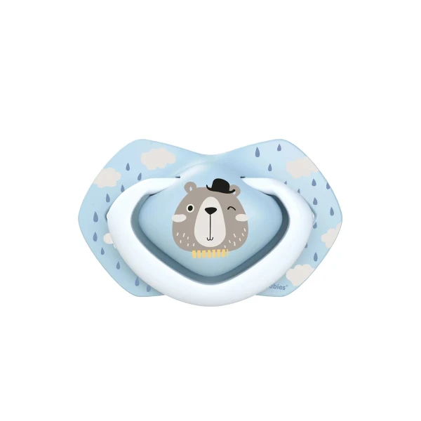 Canpol Babies, smoczek uspokajający, 6-18 miesięcy, silikonowy, symetryczny, Bonjour Paris, niebieski, 2 sztuki