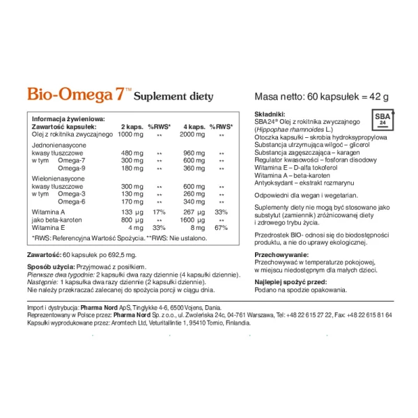 Bio-Omega 7, 60 kapsułek