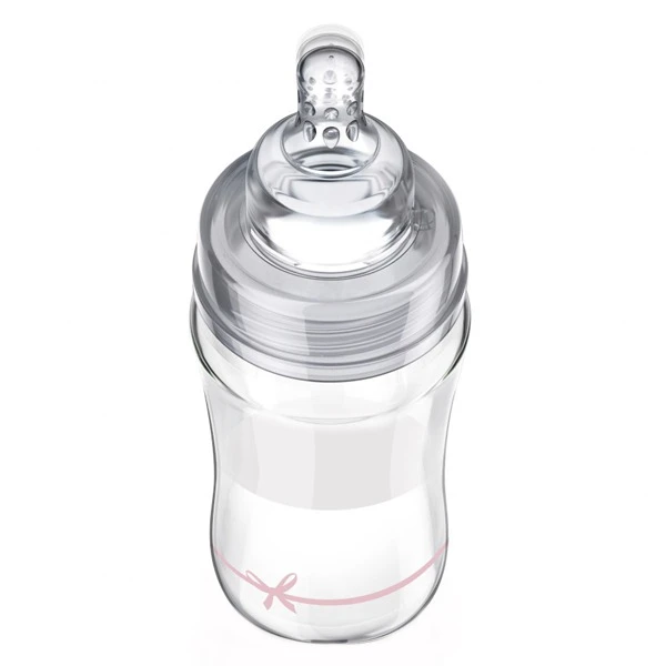 Lovi Diamond Glass, butelka szklana ze smoczkiem dynamicznym, Baby Shower, od 3 miesiąca, 250 ml