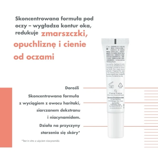 Avene Hyaluron Activ B3, krem pod oczy o potrójnym działaniu korygującym, 15 ml