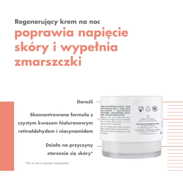 Avene Hyaluron Activ B3, multi intensywny krem na noc, 40 ml