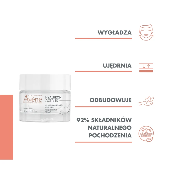 Avene Hyaluron Activ B3, krem odbudowujący komórki, 50 ml