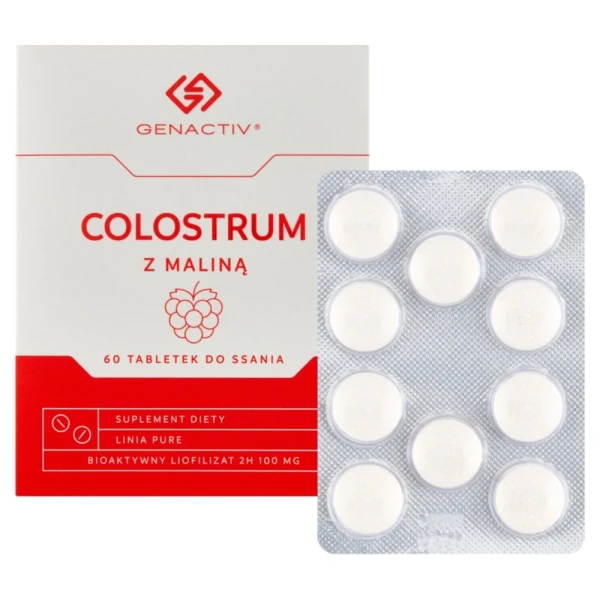 Genactiv Colostrum z Maliną, 60 tabletek do ssania