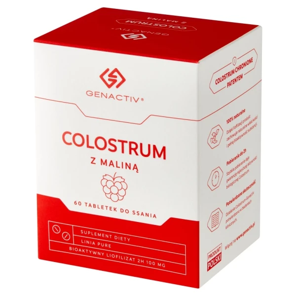 Genactiv Colostrum z Maliną, 60 tabletek do ssania