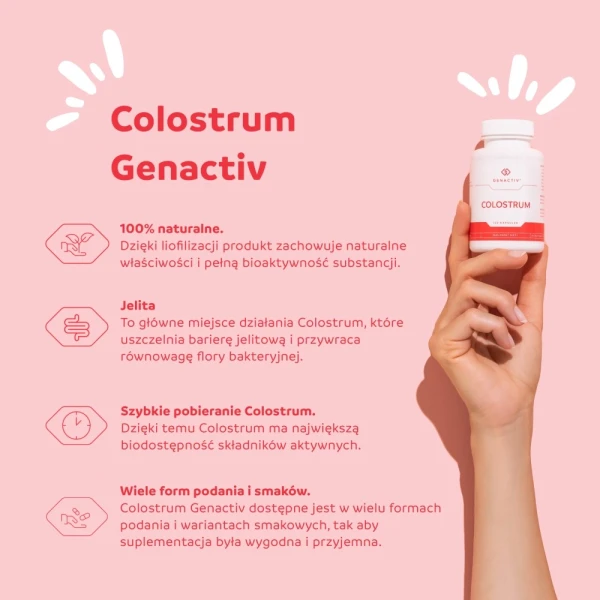 Genactiv Colostrum z Maliną, 60 tabletek do ssania