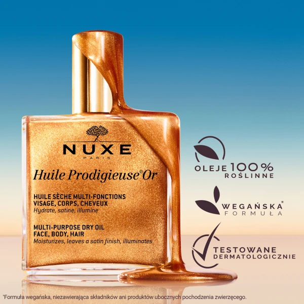 Nuxe Huile Prodigieuse Or, suchy olejek ze złotymi drobinkami do ciała, twarzy i włosów, 100 ml
