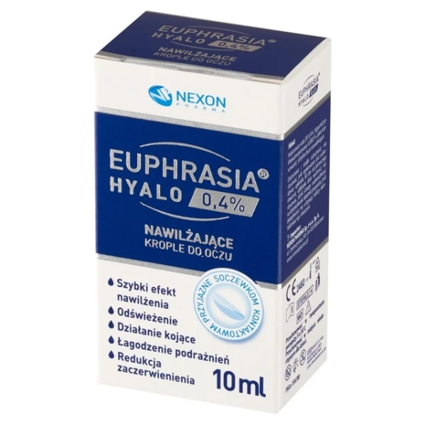 Euphrasia Hyalo 0,4%, nawilżające krople do oczu, 10 ml