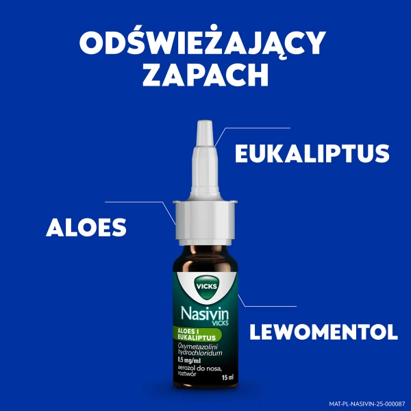 Nasivin Vicks Sinex Aloes i Eukaliptus 0,5 mg/ml, aerozol do nosa, 15 ml