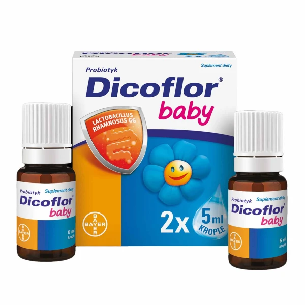 Zestaw Dicoflor Baby, dla niemowląt i dzieci, krople, 2 x 5 ml