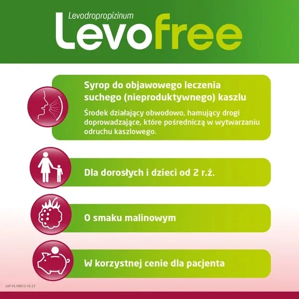 Levofree 6 mg/ml, od 2 lat, syrop na kaszel suchy, 120 ml