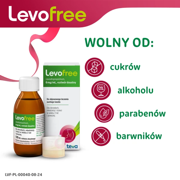 Levofree 6 mg/ml, od 2 lat, syrop na kaszel suchy, 120 ml