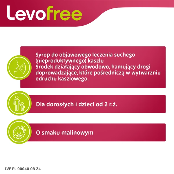 Levofree 6 mg/ml, od 2 lat, syrop na kaszel suchy, 120 ml