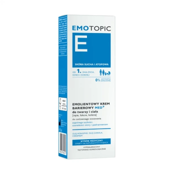 Emotopic Med+, Emolientowy krem barierowy do twarzy i ciała, 75 ml