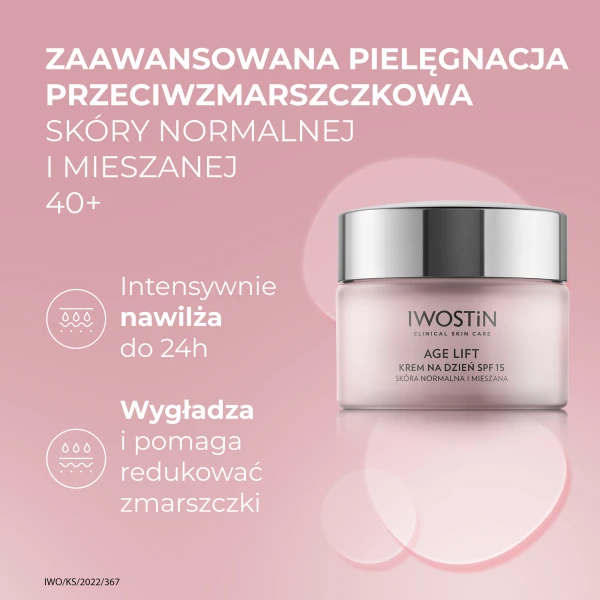 Zestaw Iwostin Age Lift, krem na dzień, skóra normalna i mieszana, SPF 15, 50 ml + krem pod oczy, na dzień i na noc, 15 ml