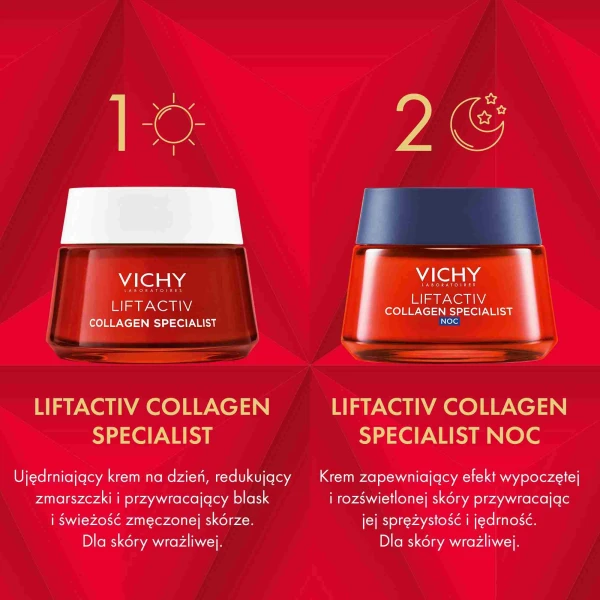 Zestaw Vichy Liftactiv Collagen Specialist, krem na dzień, 50 ml + krem na noc, 50 ml