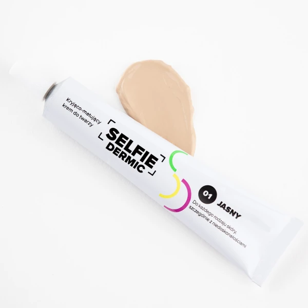 SelfieDermic, krem kryjąco-matujący do twarzy, kolor jasny 01, 20 ml