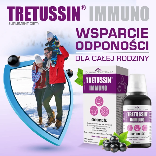 Tretussin Immuno, od 3 lat, smak czarnej porzeczki, 150 ml