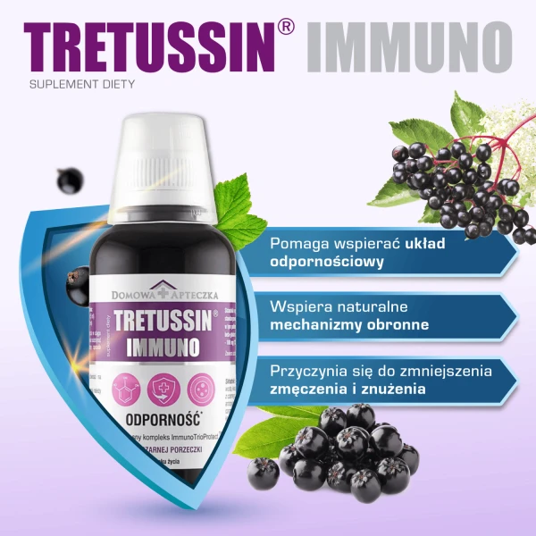 Tretussin Immuno, od 3 lat, smak czarnej porzeczki, 150 ml