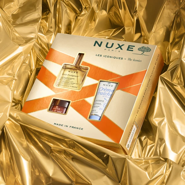 Zestaw Nuxe Huile Prodigieuse, suchy olejek, 50 ml + Rêve de Miel, balsam do ust, 15 g + Creme Fraiche de beaute, krem nawilżający, 30 ml