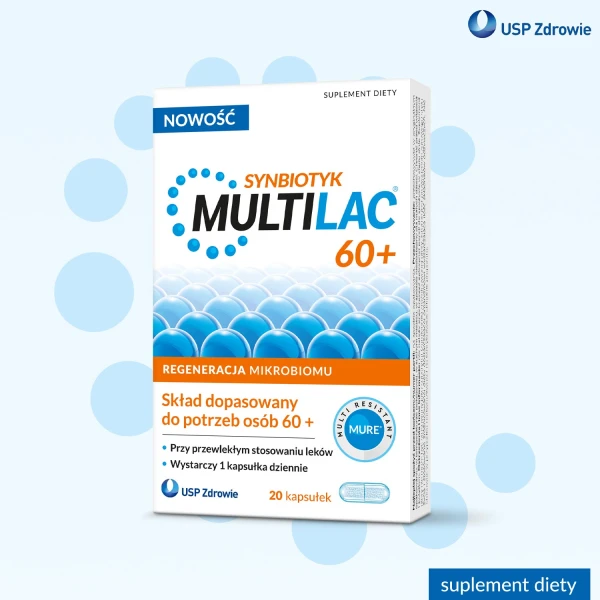 Multilac 60+, synbiotyk, 20 kapsułek