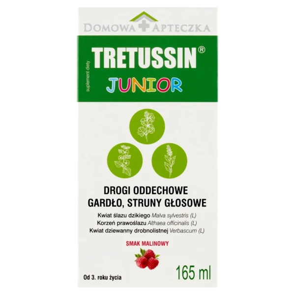 Tretussin Junior, od 3 lat, smak malinowy, 165 ml